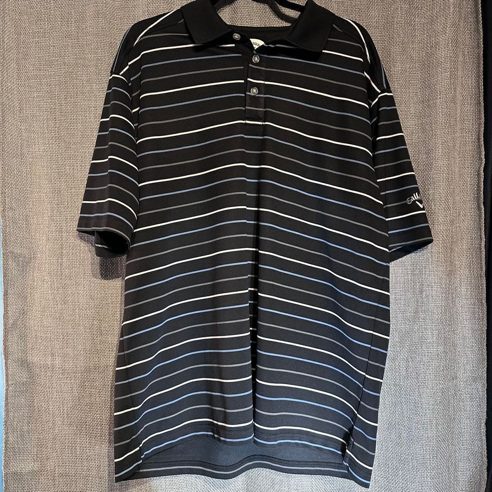 Callaway Black Stripped Polo Shirt XL